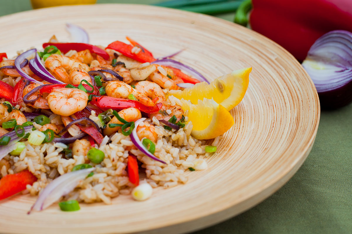King Prawn Stir Fry with Vegetable Rice Seafood By Sykes
