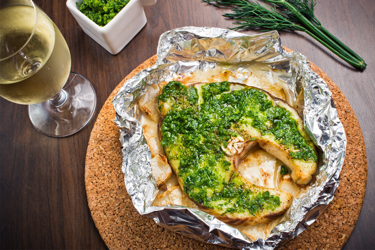 Baked Swordfish with Scandinavian Dill Pesto Seafood By Sykes