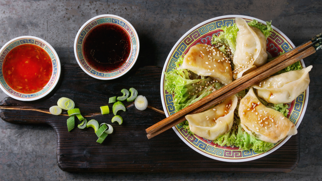 Steamed Tiger Prawn Dumplings with Ginger and Chili Dipping sauce