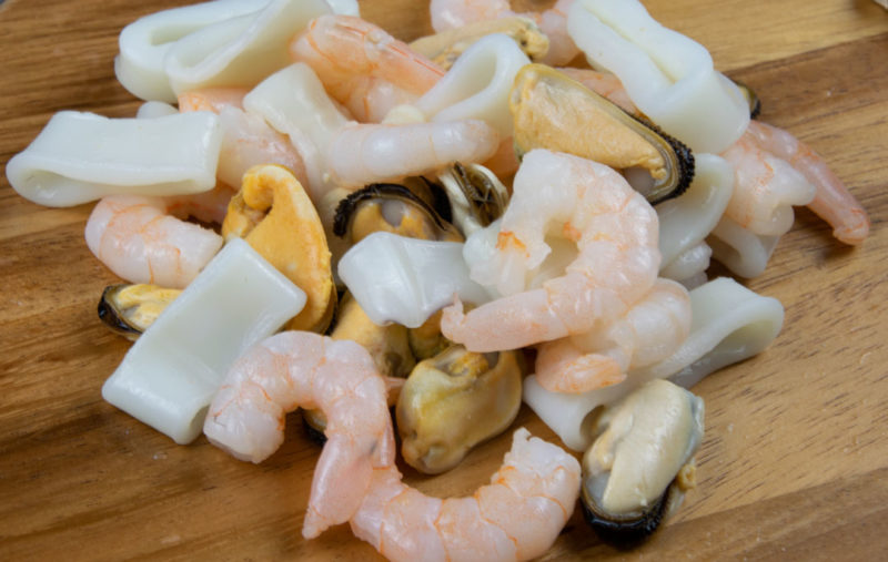 close up of seafood selection