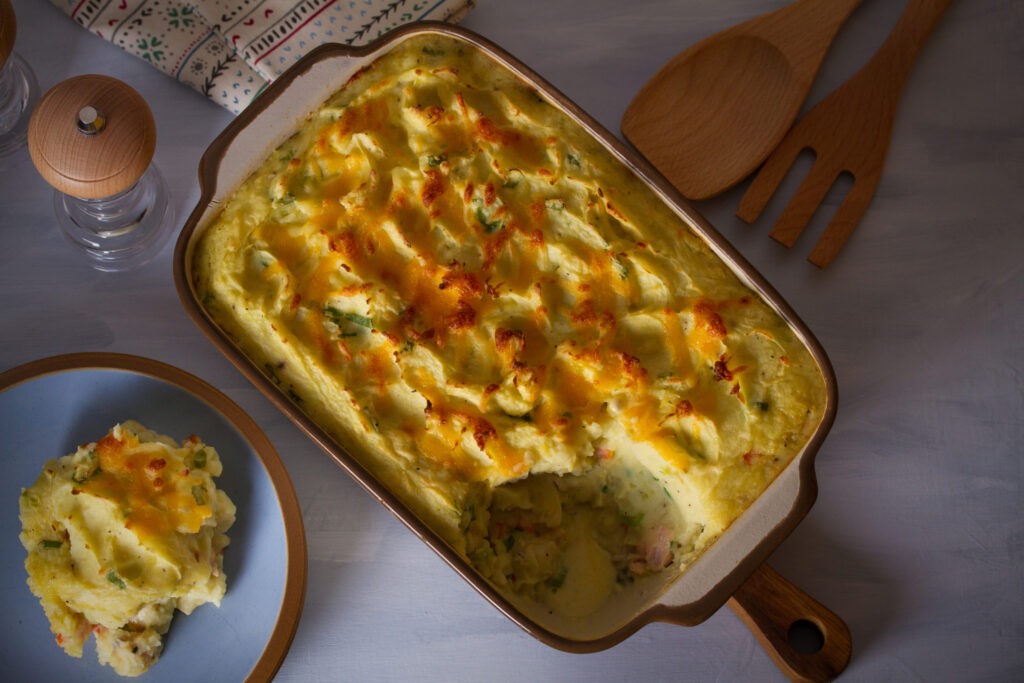 Fish pie in a dish
