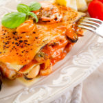 Seafood lasagne with mussels, fresh basil