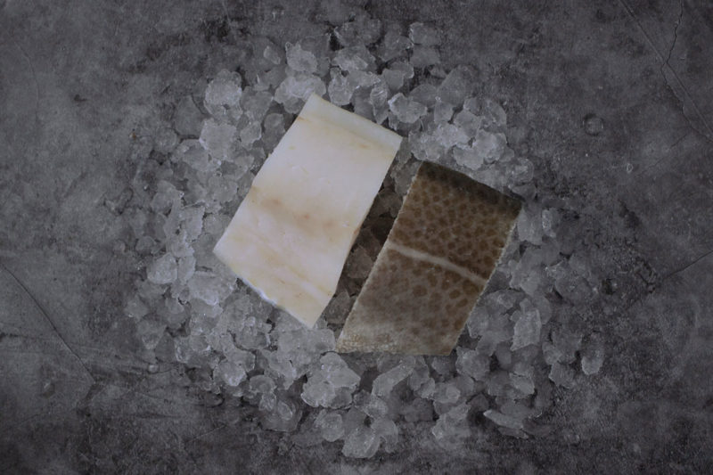 skin cod loins on ice